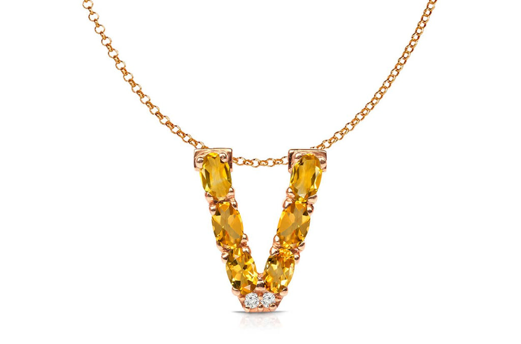 Pendant Letter V Initial 18kt Gold - Albert Hern Fine Jewelry