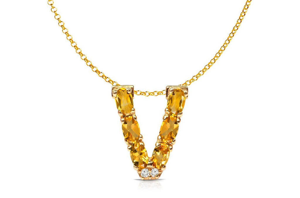 Pendant Letter V Initial 18kt Gold - Albert Hern Fine Jewelry