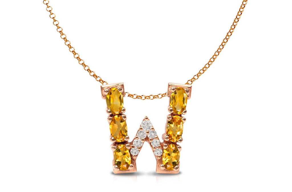Pendant Letter W Initial 18kt Gold - Albert Hern Fine Jewelry