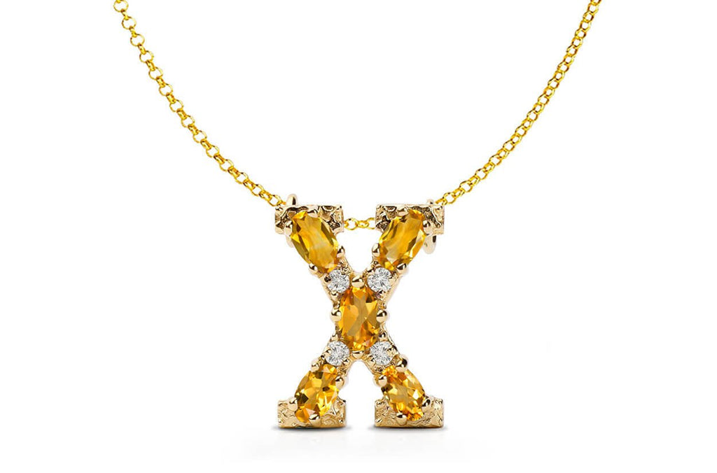 Pendant Letter X Initial 18kt Gold - Albert Hern Fine Jewelry