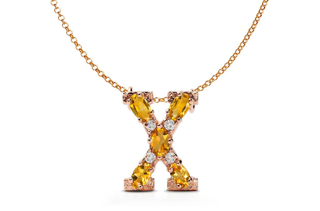 Pendant Letter X Initial 18kt Gold - Albert Hern Fine Jewelry