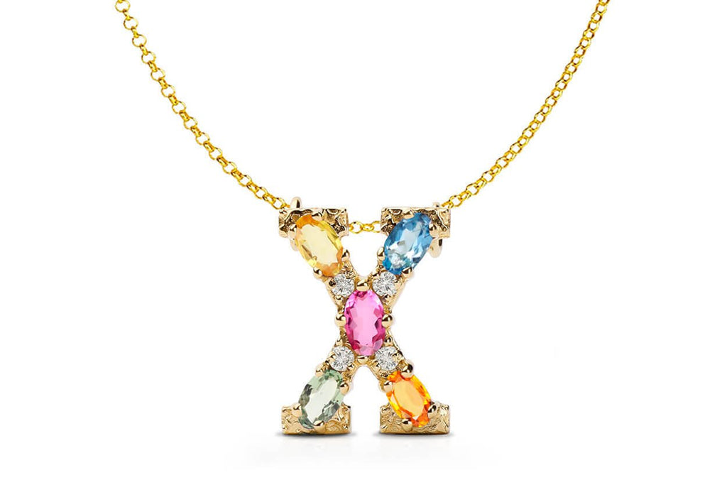 Pendant Letter X Initial 18kt Gold - Albert Hern Fine Jewelry