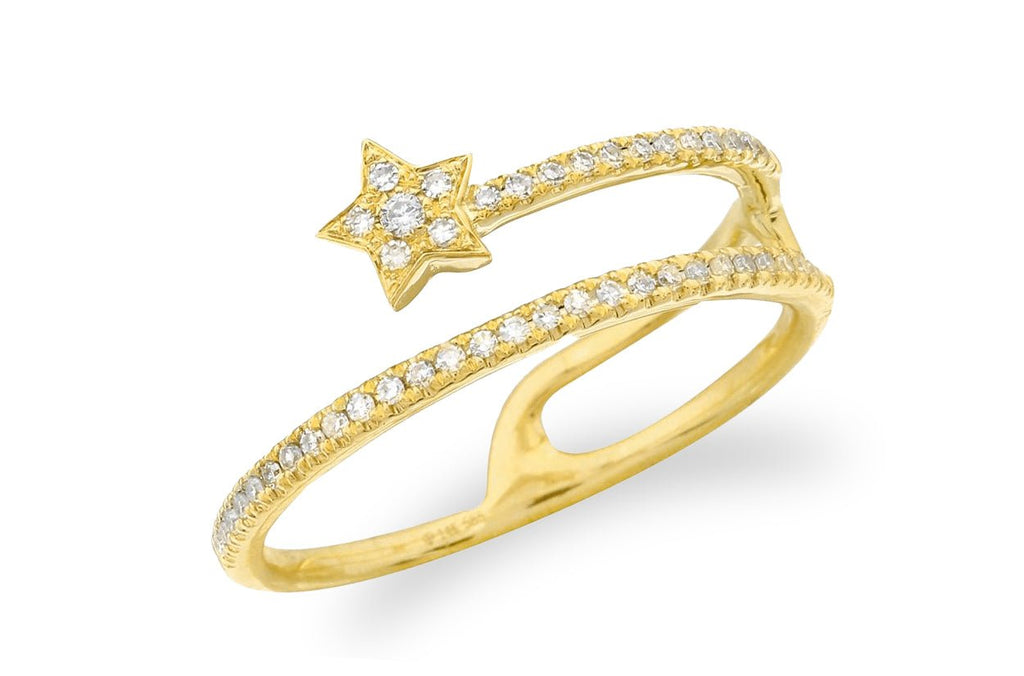 Ring 14kt Gold 1 and a Half Row Star & Diamonds - Albert Hern Fine Jewelry