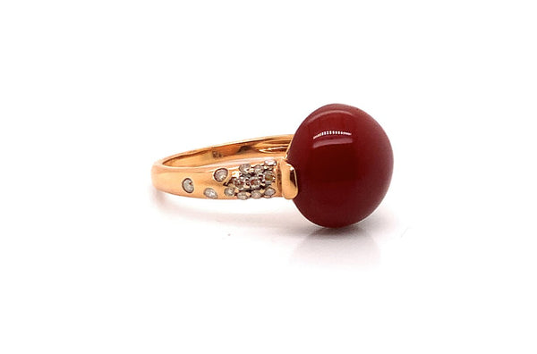 Ring 14kt Rose Gold Agate and Brown Diamonds - Albert Hern Fine Jewelry