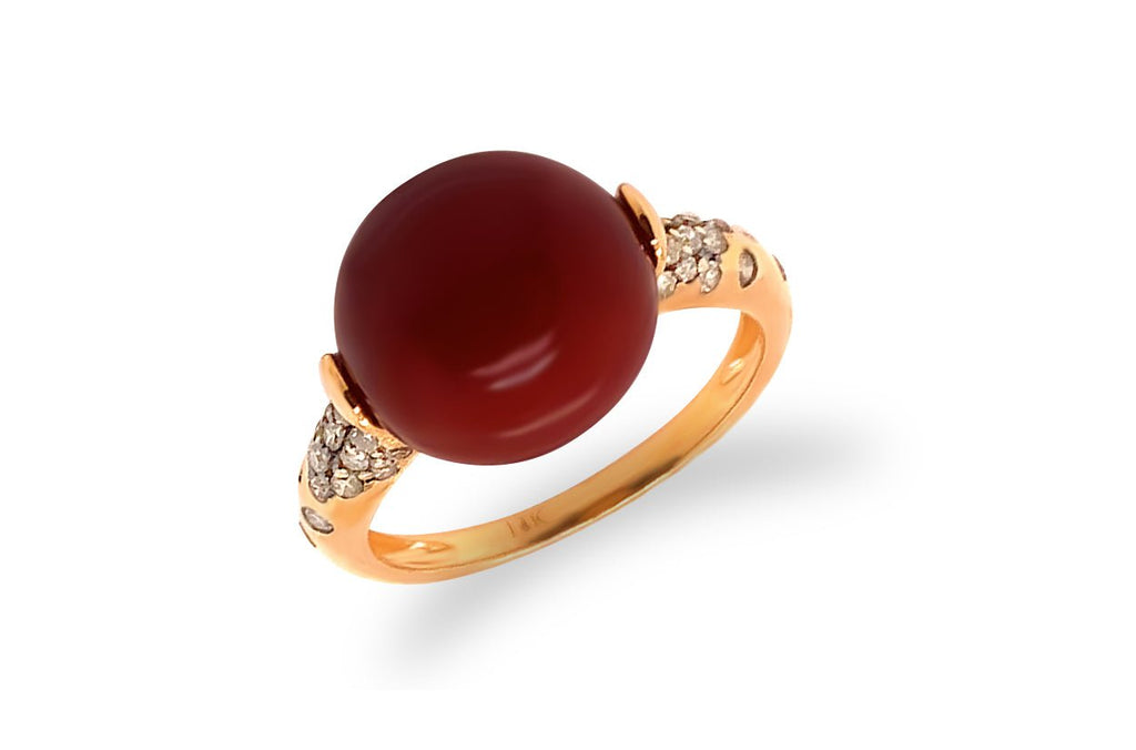 Ring 14kt Rose Gold Agate and Brown Diamonds - Albert Hern Fine Jewelry