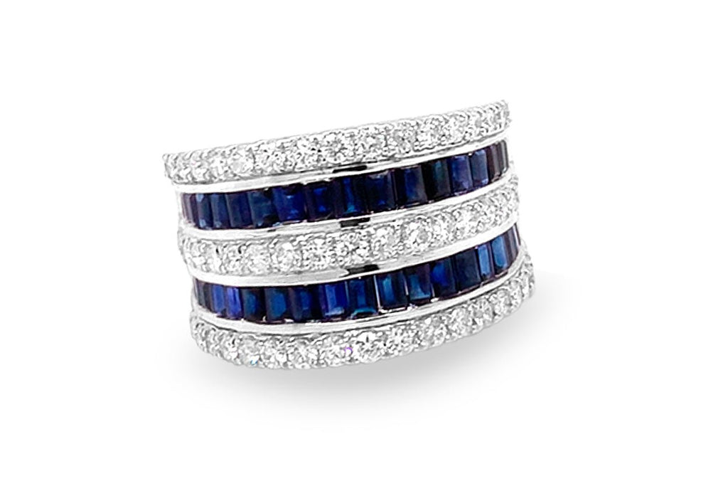 Ring 14kt White Gold Blue Sapphires & Diamonds - Albert Hern Fine Jewelry