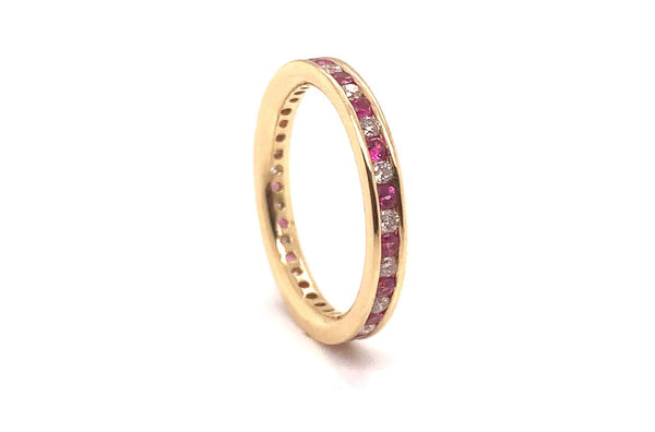 Ring 14kt Yellow Gold Eternity Ring Rubies and Diamonds - Albert Hern Fine Jewelry