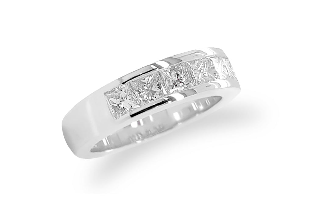 Ring 18kt Gold & 6 Princess Cut Diamonds Half Band - Albert Hern Fine Jewelry