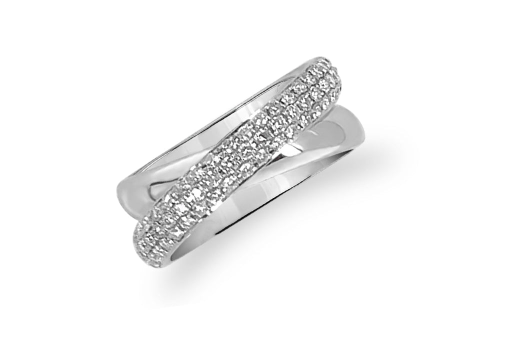Ring 18kt Gold 64 Diamonds Criss Cross Wedding Band - Albert Hern Fine Jewelry