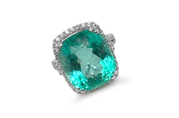 Ring 18kt Gold Colombian Emerald 13.01 cts & Diamonds - Albert Hern Fine Jewelry