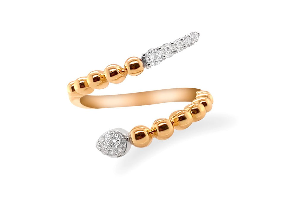 Ring 18kt Gold Double Tone Balls with Diamonds - Albert Hern Fine Jewelry