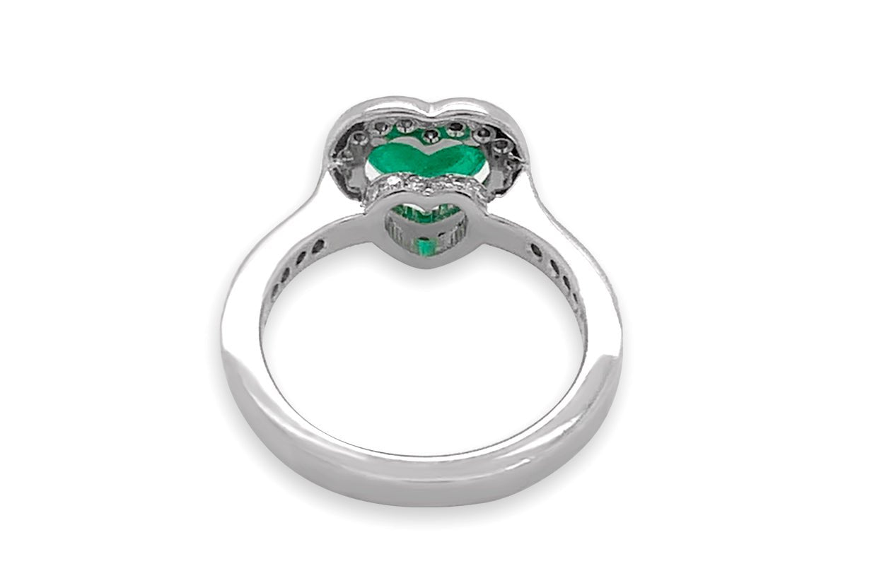 Ring 18kt Gold Emerald Heart & Diamonds – Albert Hern