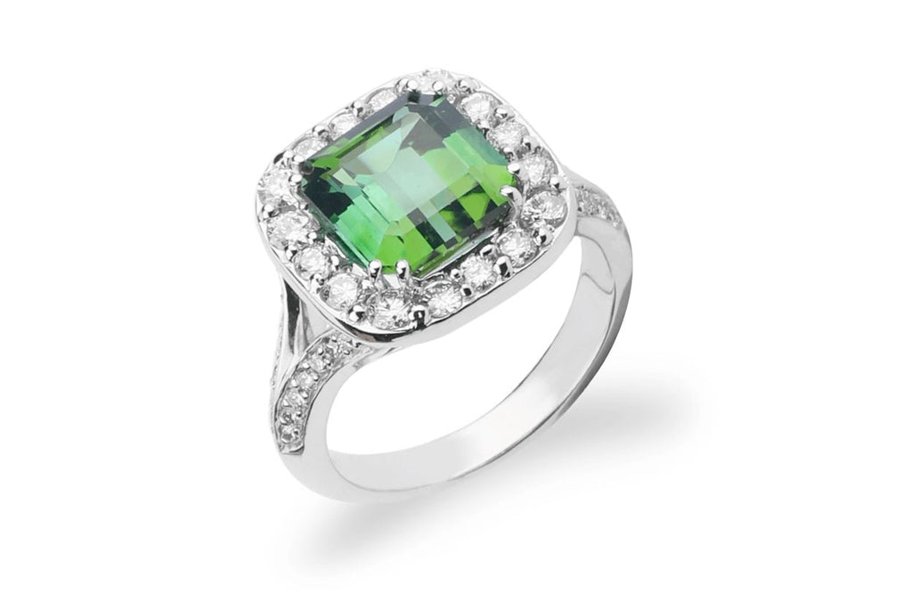Ring 18kt Gold Green Tourmaline & Diamonds - Albert Hern Fine Jewelry
