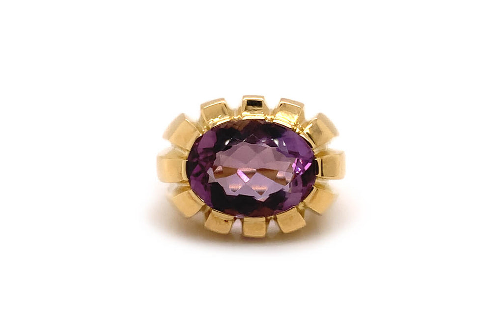 Ring 18kt Gold Oval Faceted Amethyst - Albert Hern Fine Jewelry