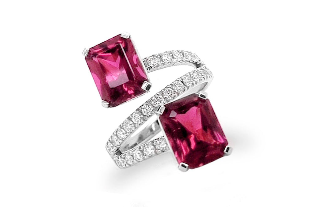 Ring 18kt Gold Purple Garnet & Pave Diamonds - Albert Hern Fine Jewelry
