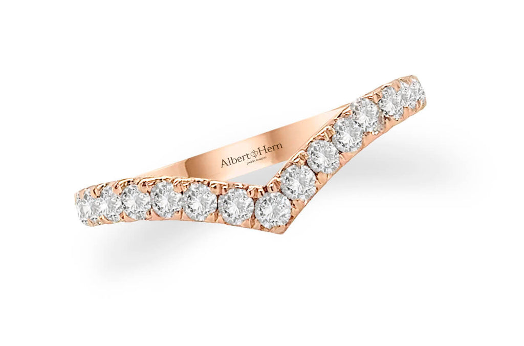 Ring 18kt Gold V-Shape Band & Diamonds - Albert Hern Fine Jewelry