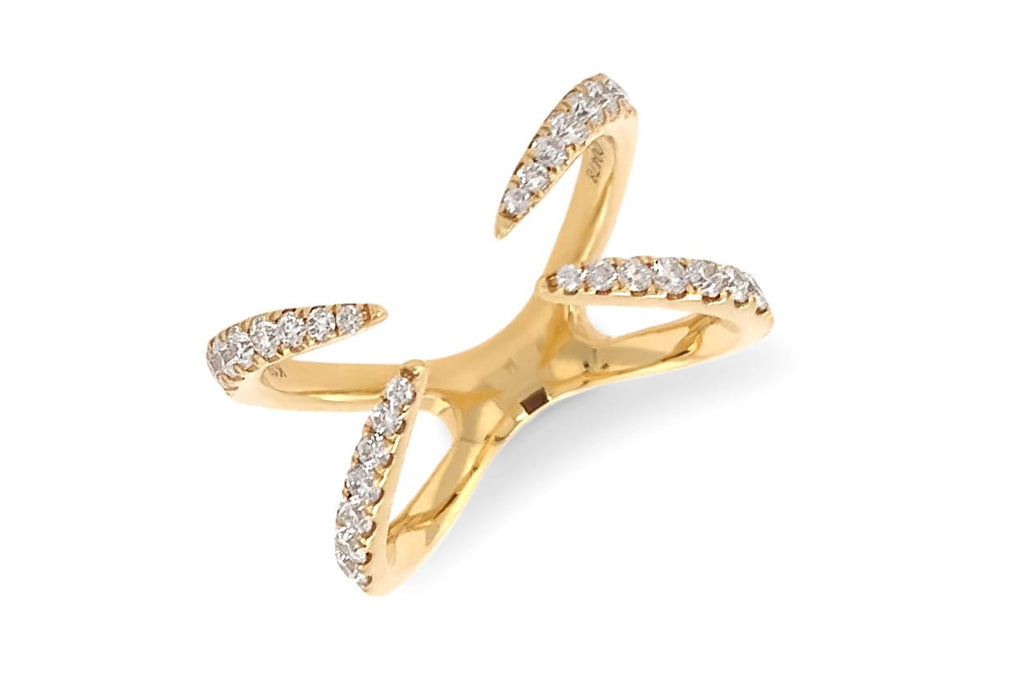 Ring 18kt Gold X Claw with Diamonds - Albert Hern Fine Jewelry