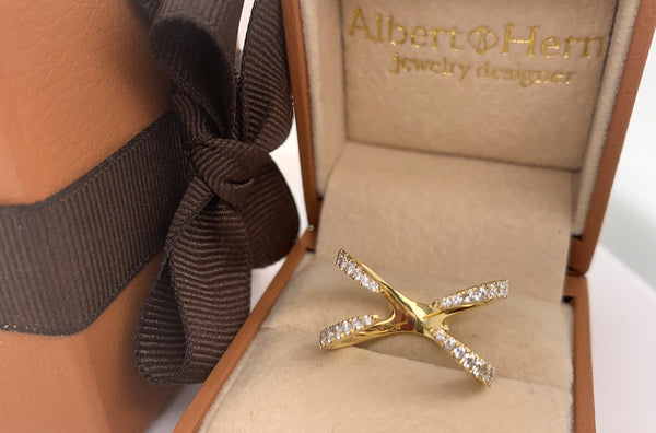 Ring 18kt Gold X Claw with Diamonds - Albert Hern Fine Jewelry
