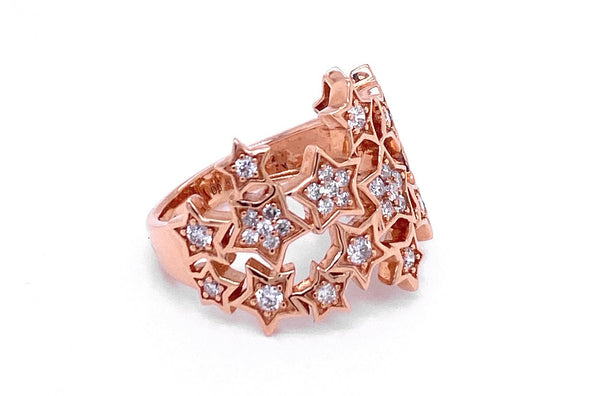 Ring 18kt Rose Gold & Diamonds Stars - Albert Hern Fine Jewelry