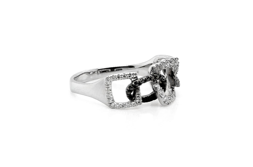 Ring 18kt White Gold Black & White Diamonds - Albert Hern Fine Jewelry