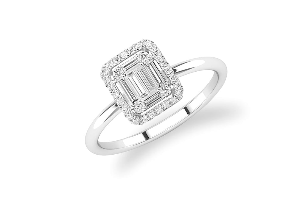 Ring 18kt White Gold Diamonds Illusion Halo 0,17 cts - Albert Hern Fine Jewelry