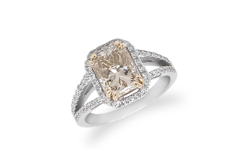 Ring 18kt White Gold Fancy Brown Diamond & 60 Brilliant Diamonds - Albert Hern Fine Jewelry