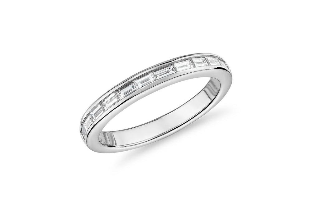 Ring 18kt White Gold Half Baguettes Band - Albert Hern Fine Jewelry