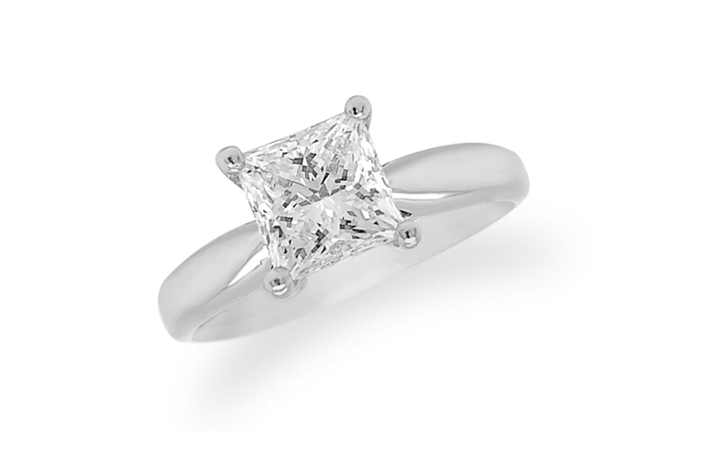 Ring 18kt White Gold & Princess cut Diamond 1.20 I VVS2 GIA - Albert Hern Fine Jewelry