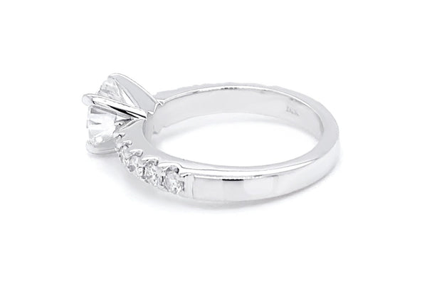 Ring 18kt White Gold Round Center Stone & Diamonds GIA G I1 - Albert Hern Fine Jewelry
