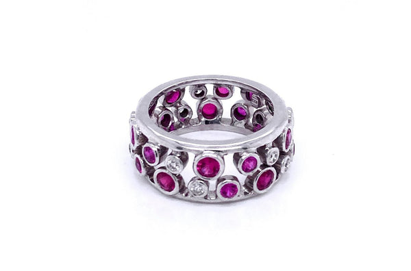 Ring 18kt White Gold with Pink Sapphires & Diamonds Dots - Albert Hern Fine Jewelry