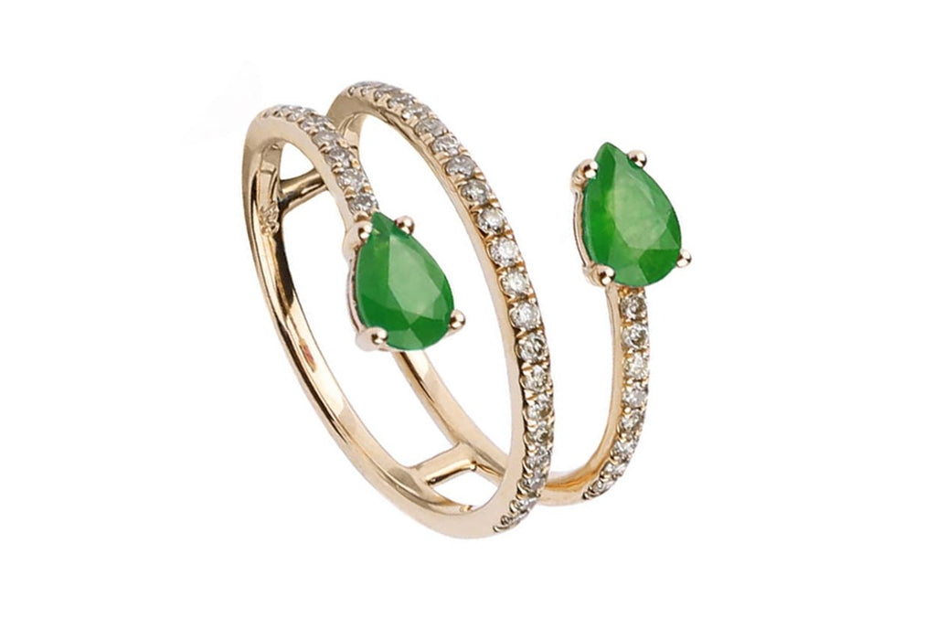 Ring 2 Pear Shape Gemstones & Diamonds - Albert Hern Fine Jewelry