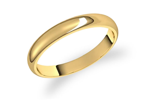 Ring 3mm Solid Gold Half Round Wedding Bands - Albert Hern Fine Jewelry