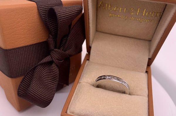 Ring Channel Setting Baguette Diamonds Half Band - Albert Hern Fine Jewelry