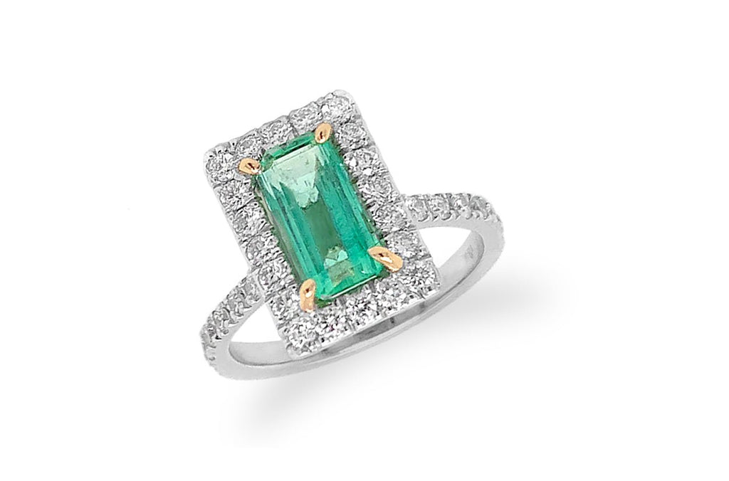 Ring Colombian Large Emerald Extra Quality & Diamonds - Albert Hern Fine Jewelry