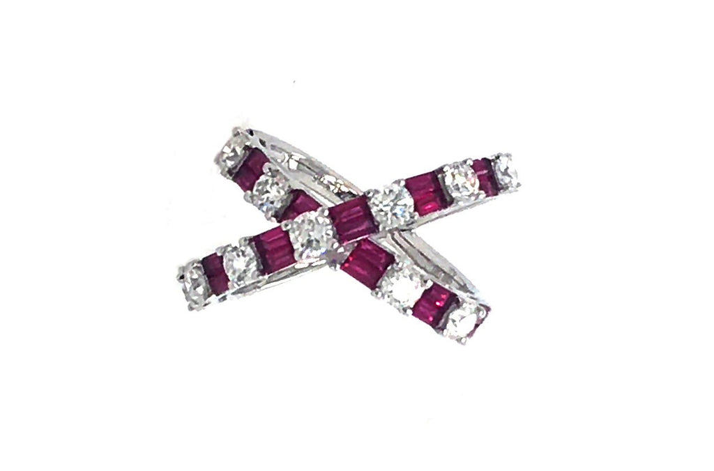 Ring Criss-Cross Gemstones & Diamonds - Albert Hern Fine Jewelry