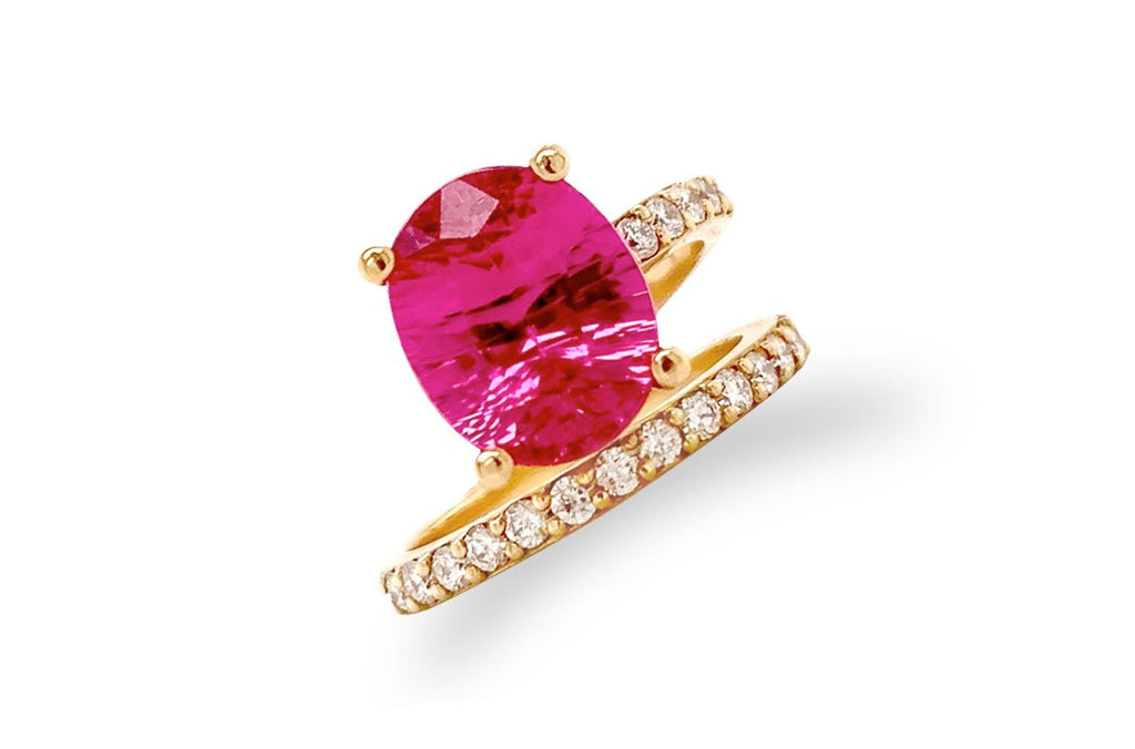 Ring Oval Pink Tourmaline & Diamonds - Albert Hern Fine Jewelry
