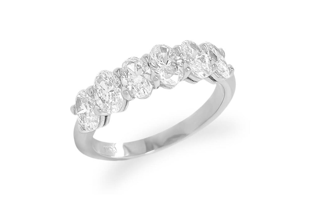 Ring Platinum 6 Oval Diamonds 1.47cts Band - Albert Hern Fine Jewelry