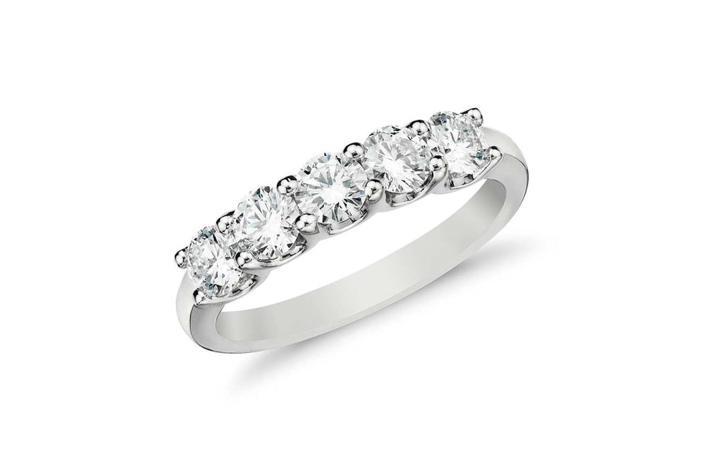 Ring Platinum Half Band 5 Diamonds 0.45 cts - Albert Hern Fine Jewelry