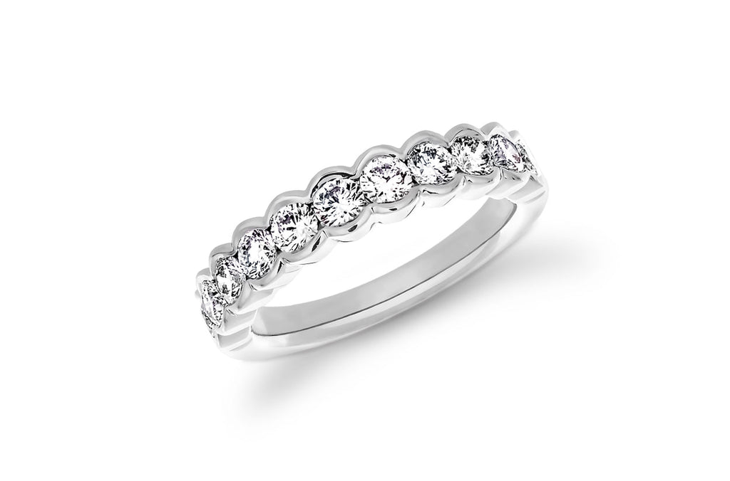 Ring Platinum Half Band Bezel Diamonds - Albert Hern Fine Jewelry