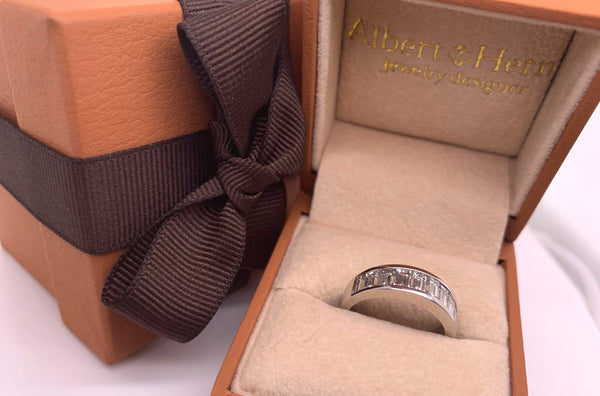 Ring Platinum Half Band Channel Setting Baguette Diamonds 1,64 cts - Albert Hern Fine Jewelry