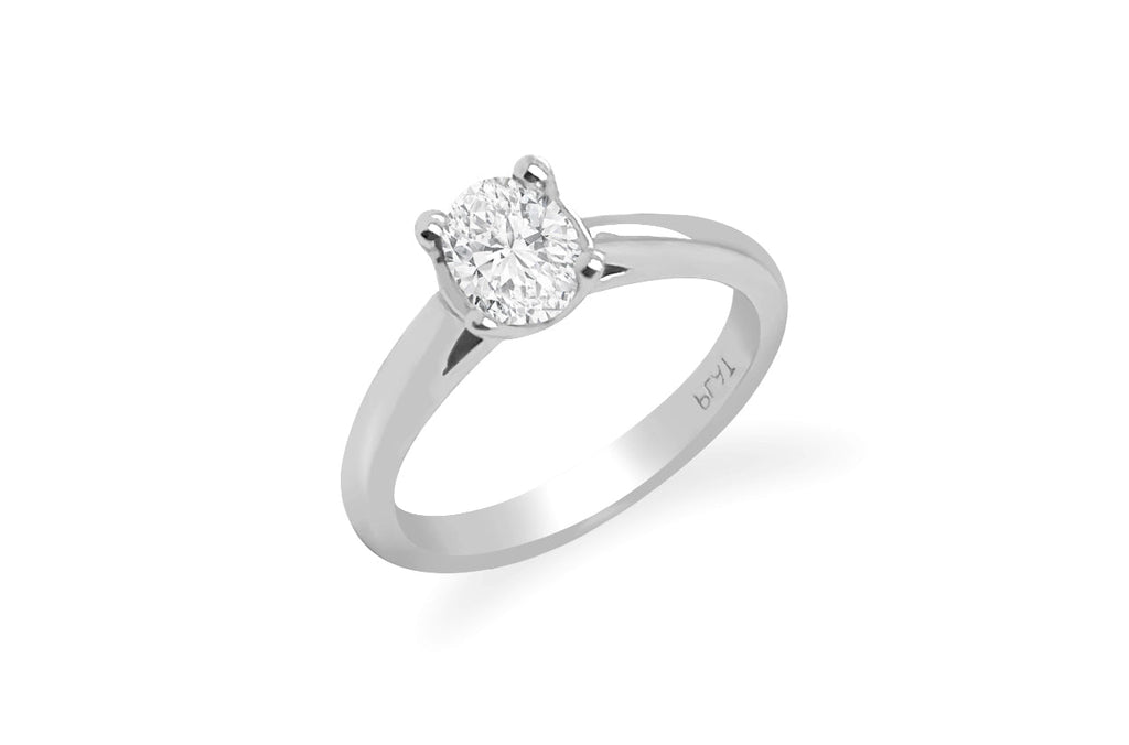Ring Platinum Solitaire Ring with Oval Diamond - Albert Hern Fine Jewelry