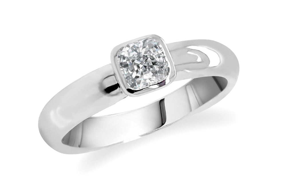 Ring Platinum Solitaire with Cushion Diamond I VS2 0.30 cts - Albert Hern Fine Jewelry