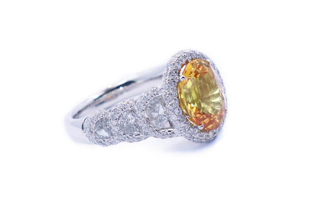 Ring Platinum Yellow Sapphire & Diamonds - Albert Hern Fine Jewelry