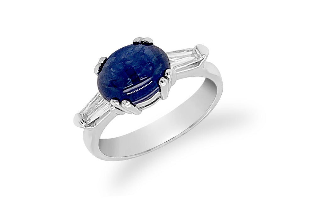 Ring Sapphire Cabochon with Diamonds - Albert Hern Fine Jewelry
