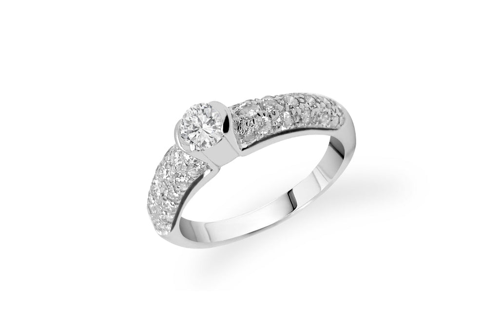 Ring Vintage Engagement 18kt White Gold & Diamonds - Albert Hern Fine Jewelry