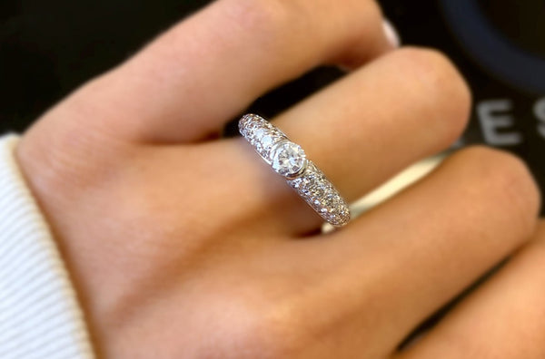Ring Vintage Engagement 18kt White Gold & Diamonds - Albert Hern Fine Jewelry