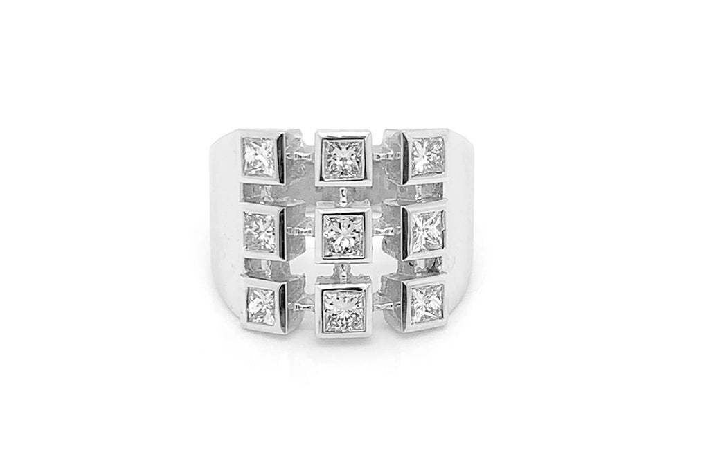 Ring White Gold & Princess Cut Diamonds - Albert Hern Fine Jewelry