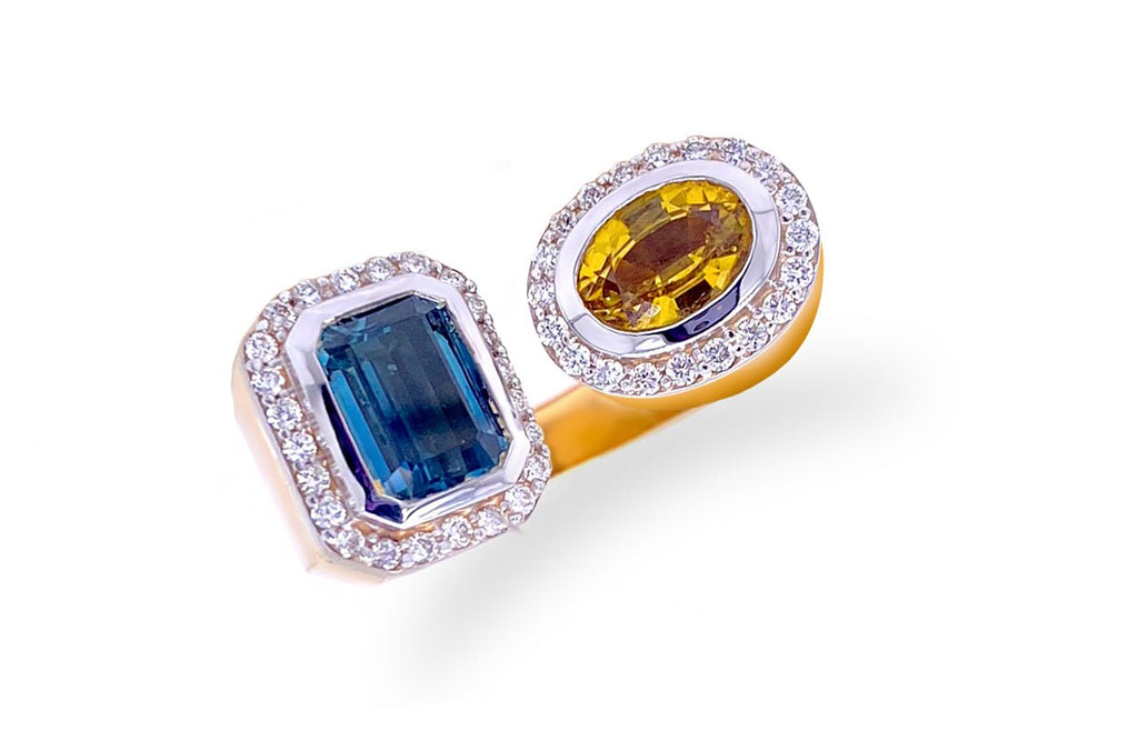Ring You and I 18kt Gold Sapphires & Diamonds - Albert Hern Fine Jewelry